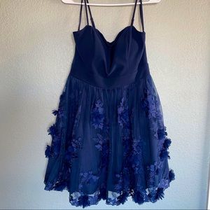 XL Three Pink Hearts Blue Flower Tutu Dress